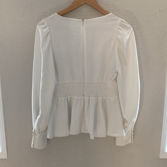 EUC Amanda Uprichard ivory peplum blouse - Picture 8 of 9